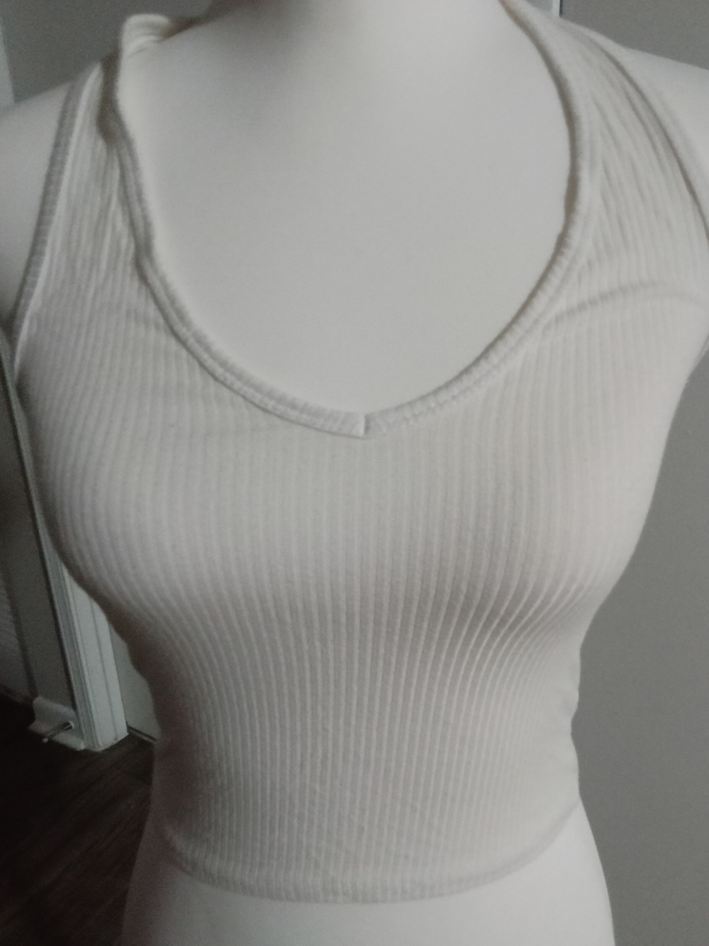 Bozzolo Cream Ribbed Racerback Tank Top - Picture 3 of 4